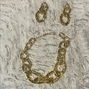 Gold Chain Necklace and Earring Set